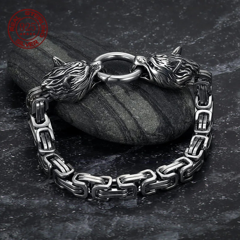 Wolf Jewelry & Watches Tampa - S925 Sterling Silver Double Wolf Head
