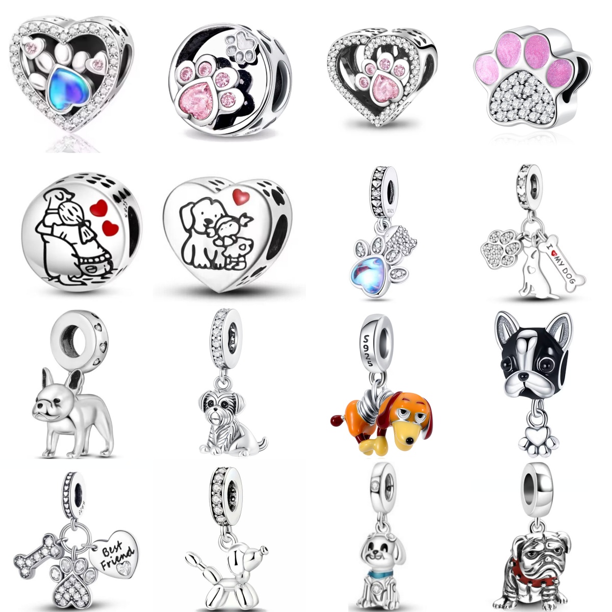 Wolf Jewelry & Watches Tampa - Shiny Zircon Puppy Wolf Charms Dog