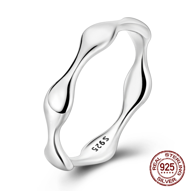 Minimalist Ring Stackable - 925 Sterling Silver Wavy Irregular Band