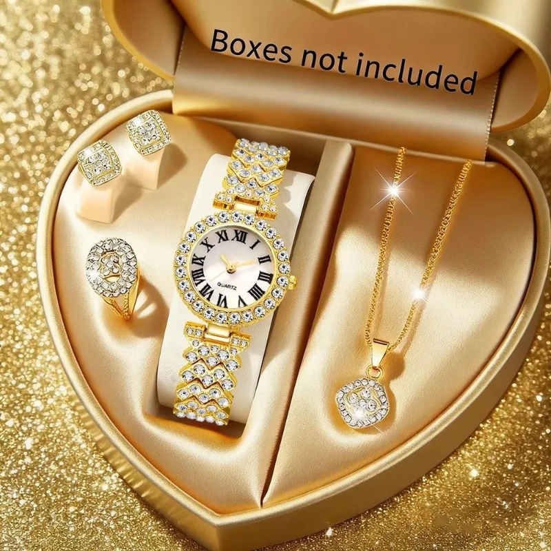 5PCS Luxury Rhinestone Women's - Jewelry Box Watches Bracelets recension och pris