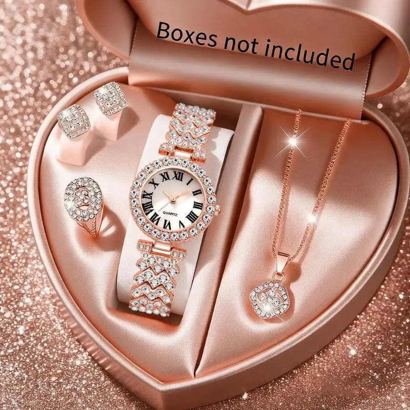 5PCS Luxury Rhinestone Women's - Jewelry Box Watches Bracelets recension och pris