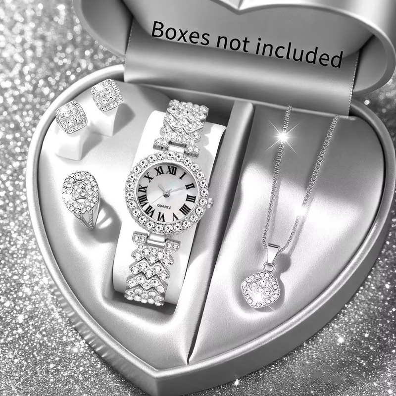5PCS Luxury Rhinestone Women's - Jewelry Box Watches Bracelets recension och pris