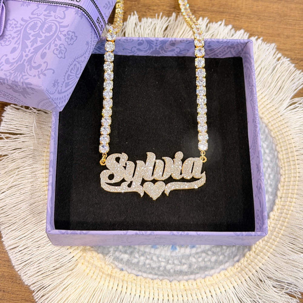 DUOYING Custom Bling Name Hoop - Engraved Name Necklace recension och pris