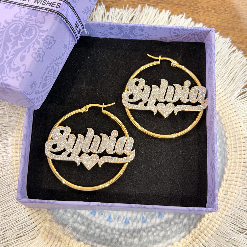 DUOYING Custom Bling Name Hoop - Engraved Name Necklace recension och pris