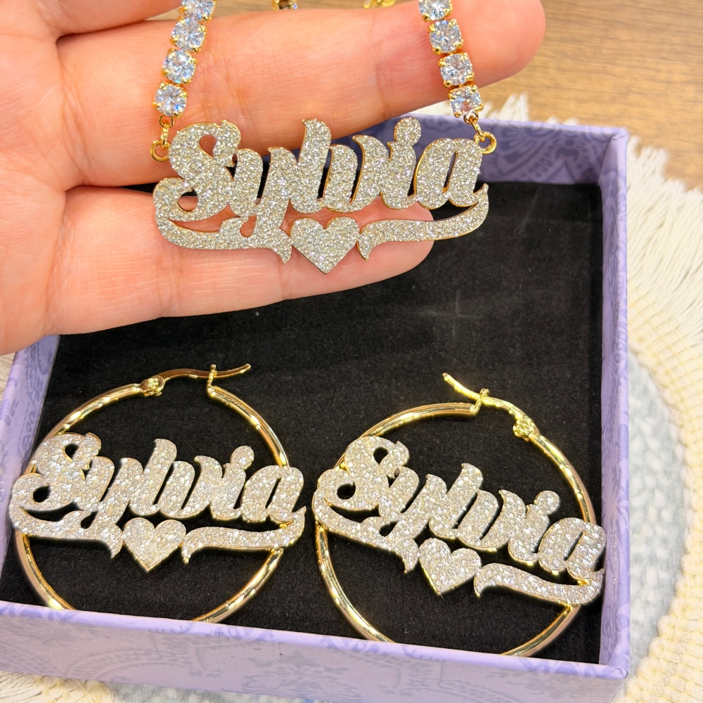 DUOYING Custom Bling Name Hoop - Engraved Name Necklace recension och pris