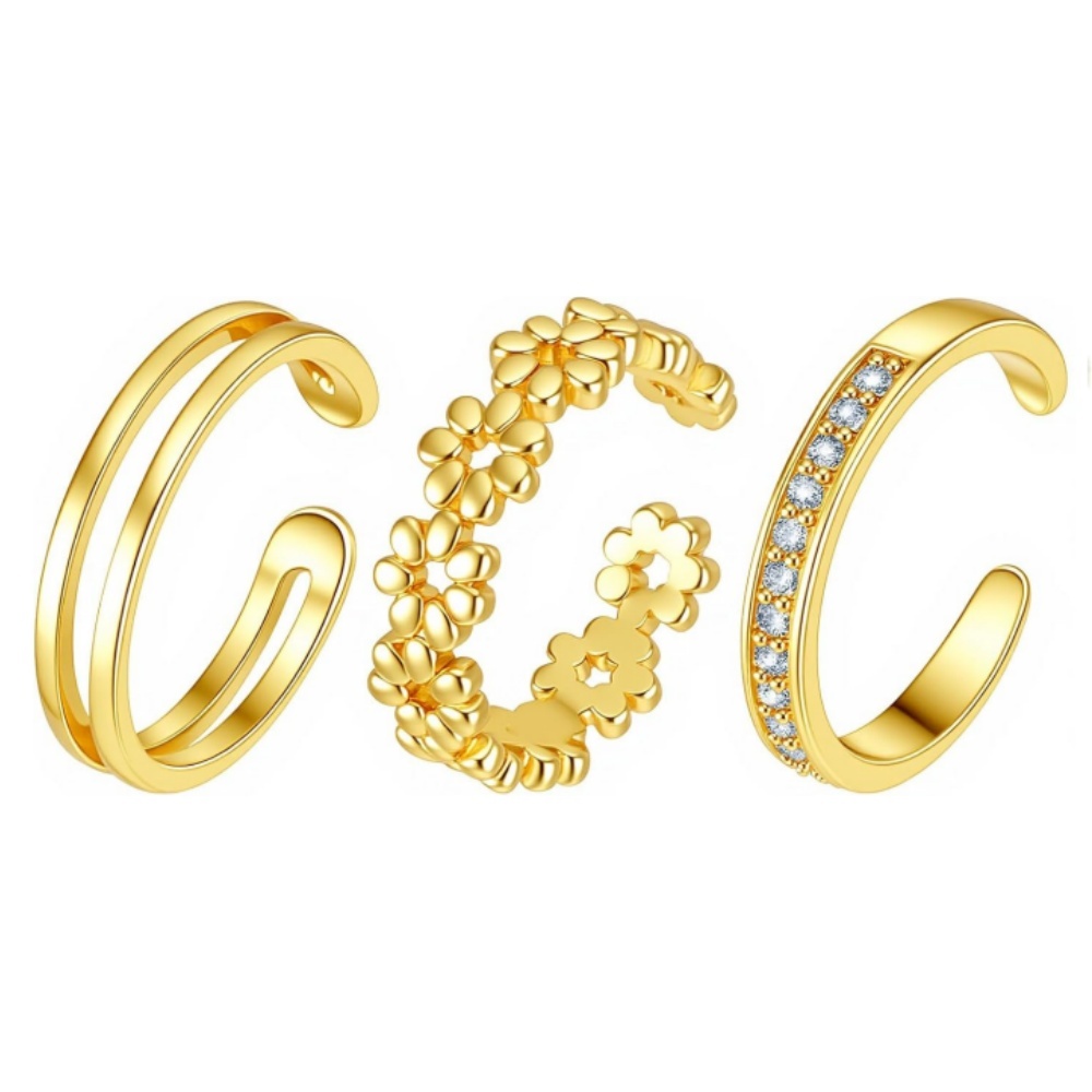 3Pcs Gold Open Adjustable Ring - Minimalist Ring Stackable recension och pris