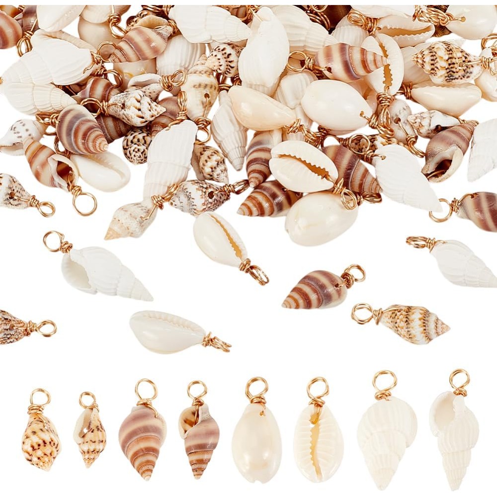 100pcs 4 Styles Natural Shell  - Charm Bracelet Beads recension och pris